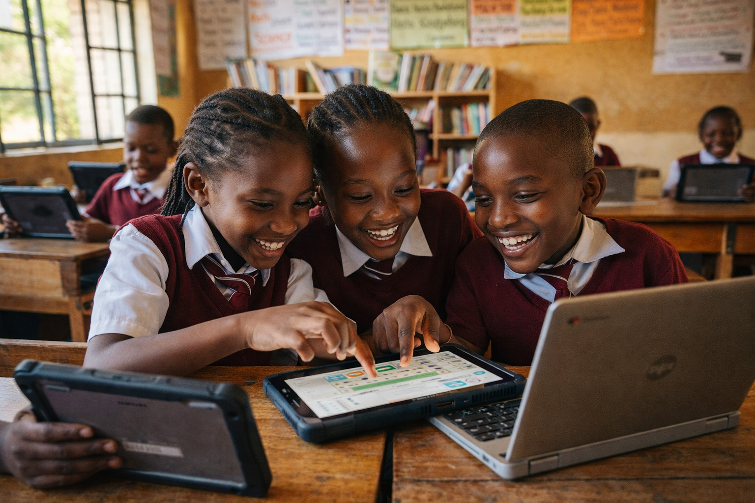 Children learning happily